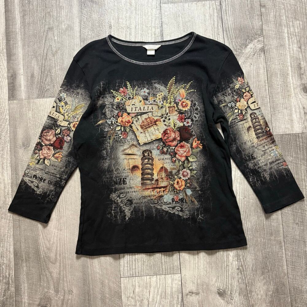 Vintage Christopher and Banks Embellished Italia Top Size medium